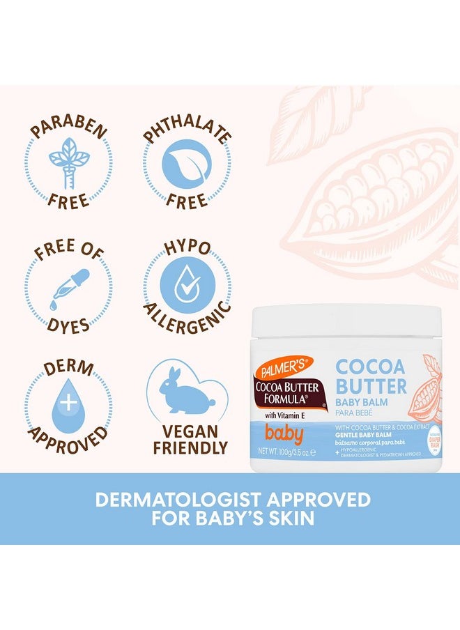 PALMER'S Palmer's Baby Balm, Cocoa Butter Formula Hydrating Baby Cream, 3.5 Oz, Nourishing Dry Skin, Eczema, Cradle Cap & Diaper Rash Cream, Hypoallergenic, 48Hr Moisture, Dermatologist Tested Baby Essentials  - Image 3