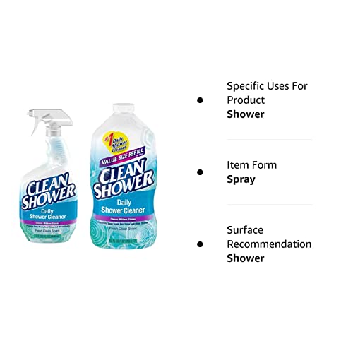 Clean Shower  Daily Shower Cleaner - No Scrub Bundle Pack [32Oz. Spray Bottle & 60Oz. Refill Bottle] - Image 2