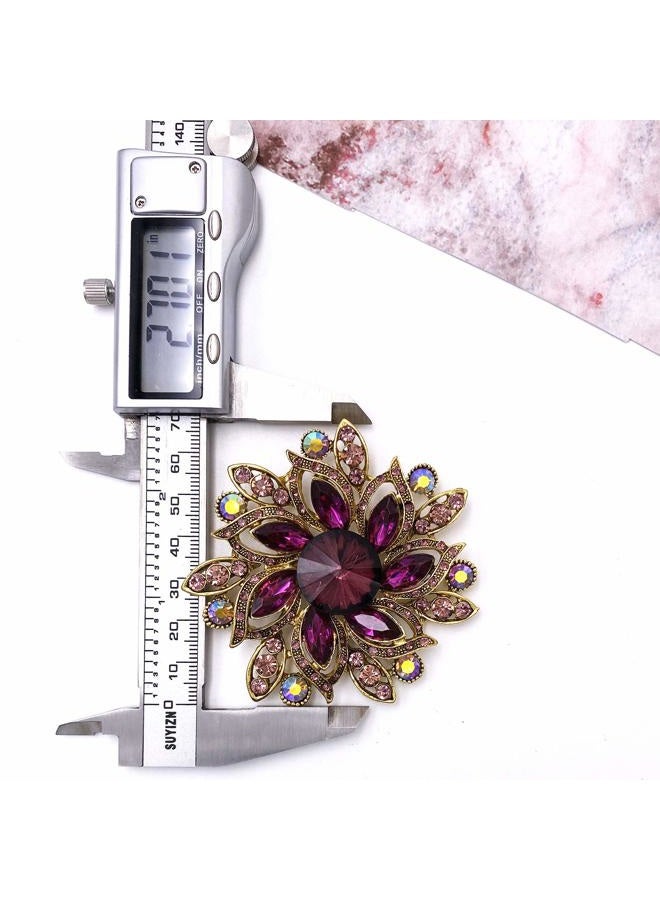 LAXPICOL Vintage Women's Austrian Crystal Elegant Flower Brooch Wedding Broach Pin, Alloy, Crystal, rhinestone - Image 3