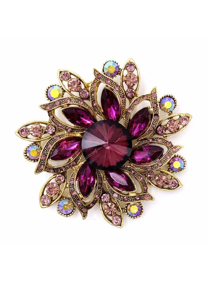 LAXPICOL Vintage Women's Austrian Crystal Elegant Flower Brooch Wedding Broach Pin, Alloy, Crystal, rhinestone - Image 1