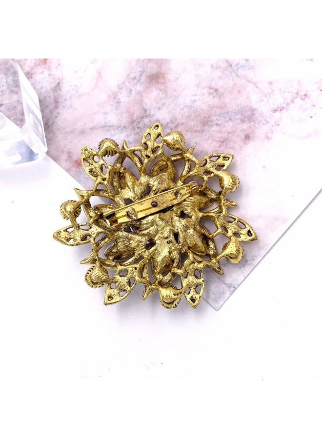 LAXPICOL Vintage Women's Austrian Crystal Elegant Flower Brooch Wedding Broach Pin, Alloy, Crystal, rhinestone - Image 4