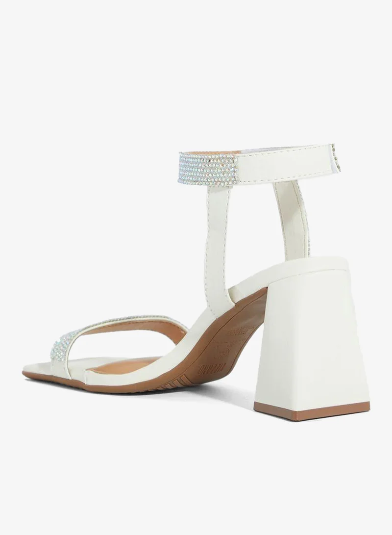 VIZZANO Off White Block Heel Sandals for Women – Stylish Ladies Heels Sandals for Everyday Wear for Women | Best Price UAE