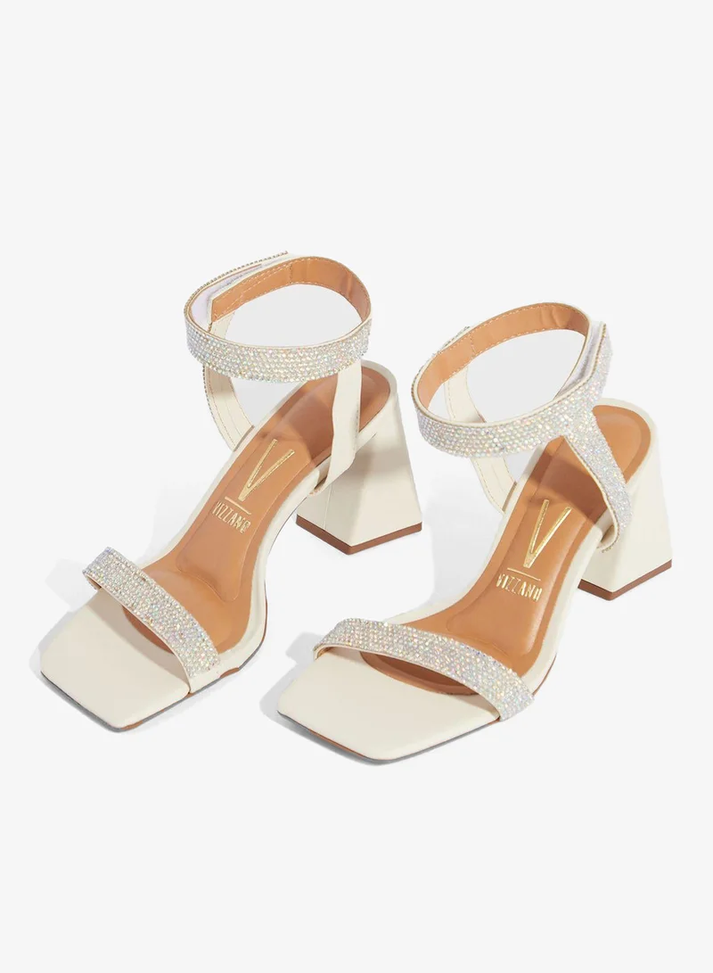 VIZZANO Off White Block Heel Sandals for Women – Stylish Ladies Heels Sandals for Everyday Wear for Women | Best Price UAE