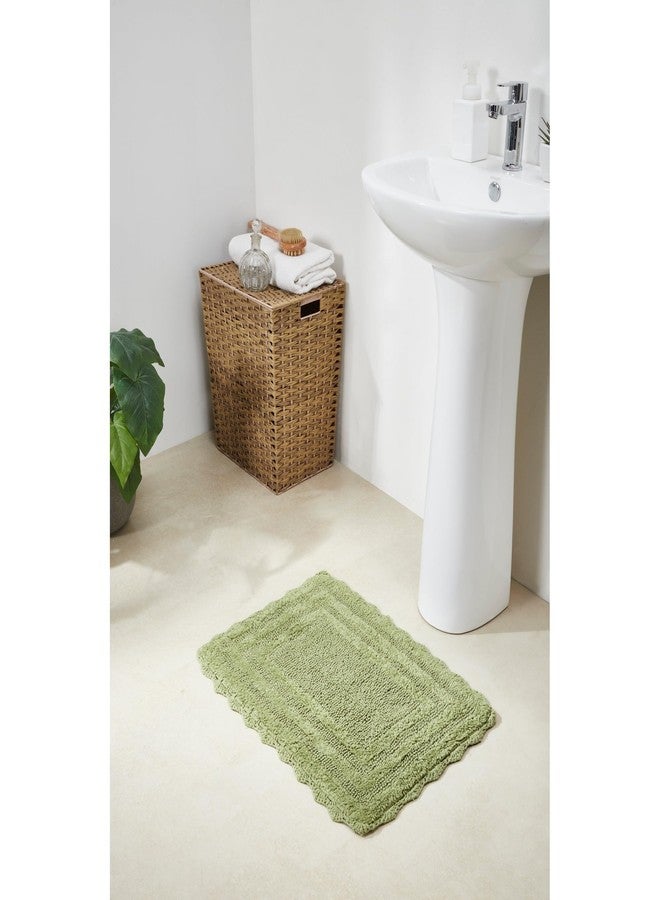 Better Trends Lilly Crochet 17x24 Reversible Bath Rugs and Bath mats for Bathroom, Luxurious 100% Cotton Bath Rug & Water Absorbent Bathroom Mat - Sage Green Bath Matt - Image 2