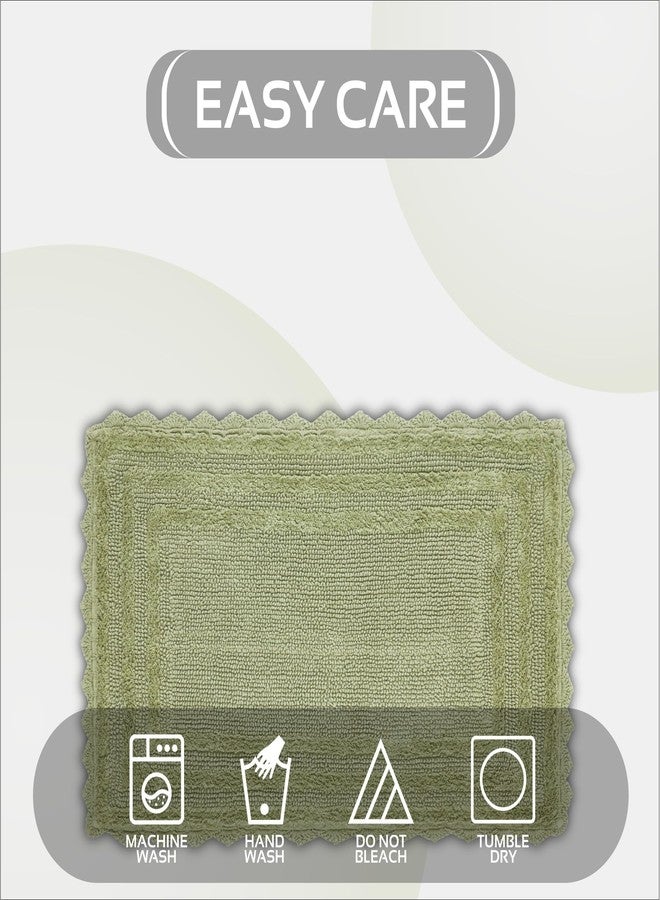 Better Trends Lilly Crochet 17x24 Reversible Bath Rugs and Bath mats for Bathroom, Luxurious 100% Cotton Bath Rug & Water Absorbent Bathroom Mat - Sage Green Bath Matt - Image 3