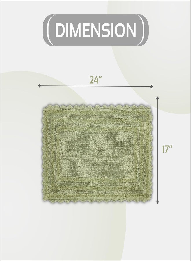 Better Trends Lilly Crochet 17x24 Reversible Bath Rugs and Bath mats for Bathroom, Luxurious 100% Cotton Bath Rug & Water Absorbent Bathroom Mat - Sage Green Bath Matt - Image 4