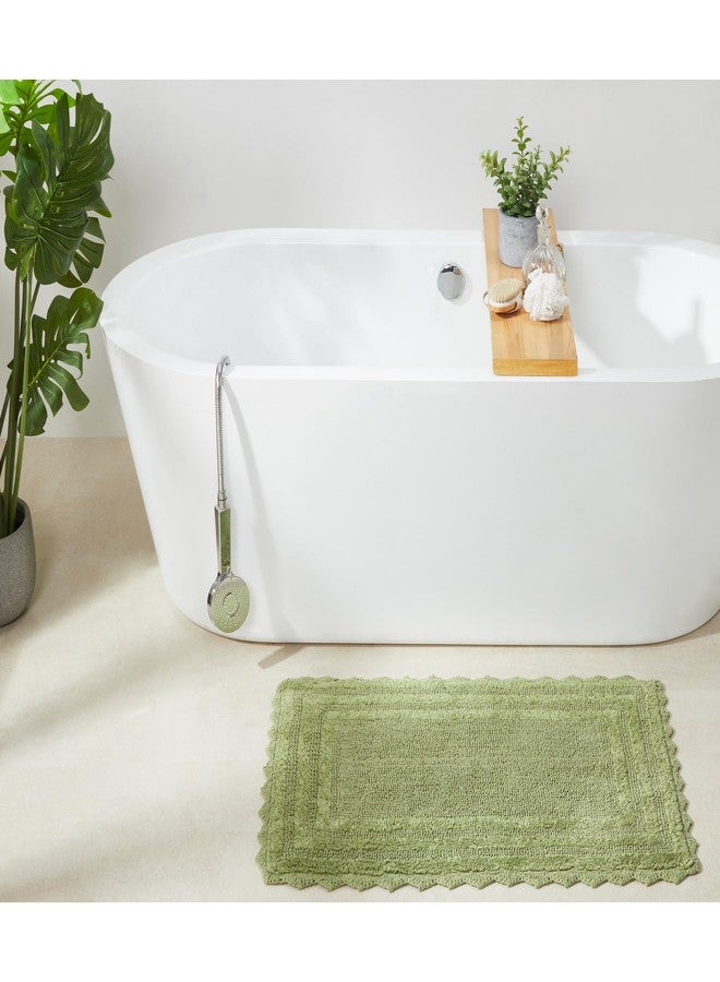 Better Trends Lilly Crochet 17x24 Reversible Bath Rugs and Bath mats for Bathroom, Luxurious 100% Cotton Bath Rug & Water Absorbent Bathroom Mat - Sage Green Bath Matt - Image 5
