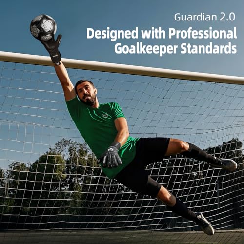 WVVOU Soccer Goalie Gloves for Adults and Youth High Performance Goalkeeper Gloves with 5 Detachable Finger Saves Soccer Gloves with 4mm Sticky Latex Palm Black 11 - Image 3
