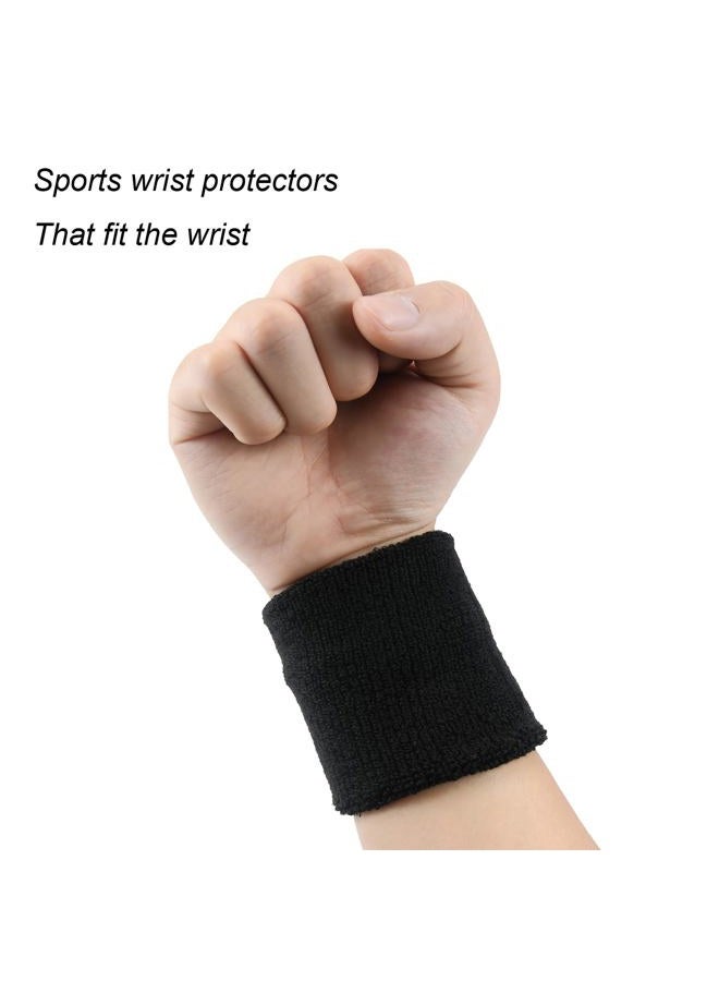 6 Pack Sweatbands Sports Wristband, Men & Women Wristbands, Breathable Cotton Sweatbands for Working Out, Running Athletic Sports, Basketball, Football - Image 2