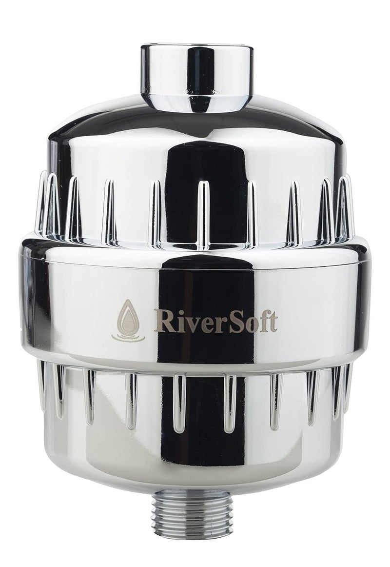RiverSoft Bliss152 Shower And Tap Filter For Hard Water With 15 Stage for high hardness Water softener for bathroom ABS Chrome Pack of 2 - Image 2