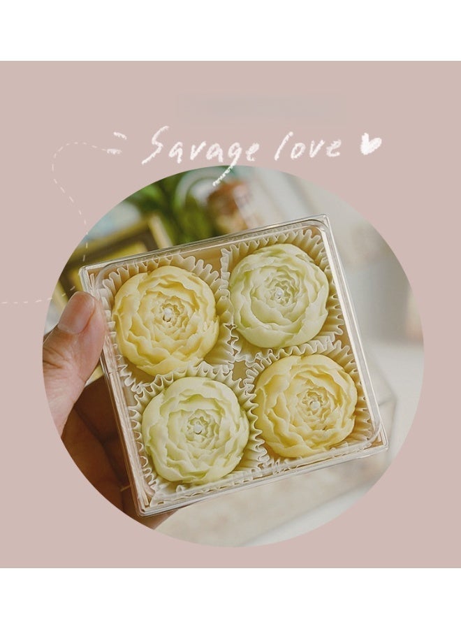 زيسن مجموعة 4 شموع معطرة على شكل وردة، برائحة الميرمية الخشبية وملح البحر، شموع ديكورية للمنزل وهدايا الأعياد والزواج - Image 4