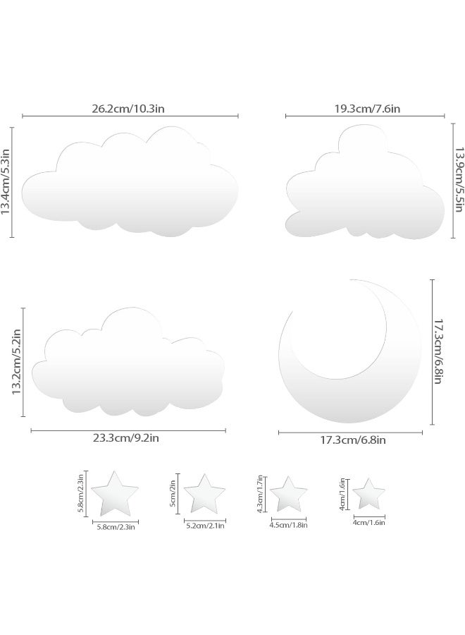 TPGP 3D Clouds Mirror Wall Sticker Self-Adhesive Acrylic Decorative Mirror Sticker DIY Clouds Moon Star Mirror Sticker Wall Decoration for Children's Room, Living Room, Bedroom  - Image 2