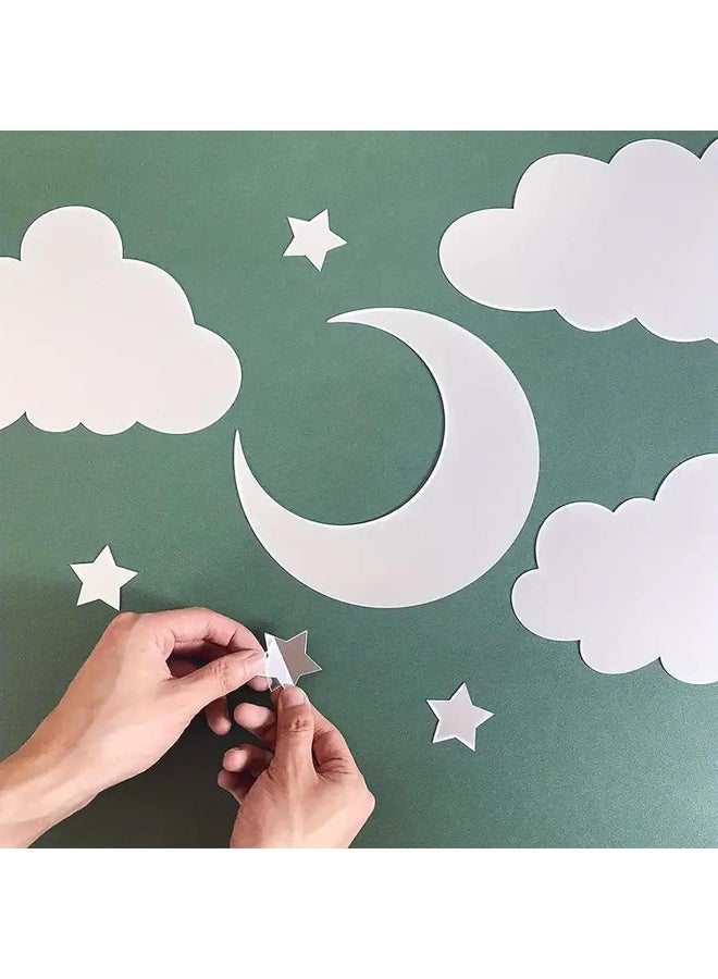 TPGP 3D Clouds Mirror Wall Sticker Self-Adhesive Acrylic Decorative Mirror Sticker DIY Clouds Moon Star Mirror Sticker Wall Decoration for Children's Room, Living Room, Bedroom  - Image 3