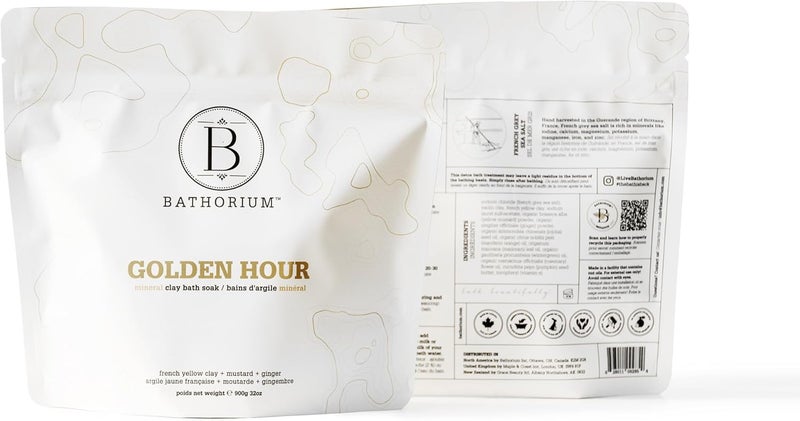 Bathorium Golden Hour Mud Mineral Soak Detox Bath Soak with French Grey Sea Salt Ginger Mandarin Sinus Relief Recovery pHBalanced for Women Approximately 3 Baths 32 oz - Image 3