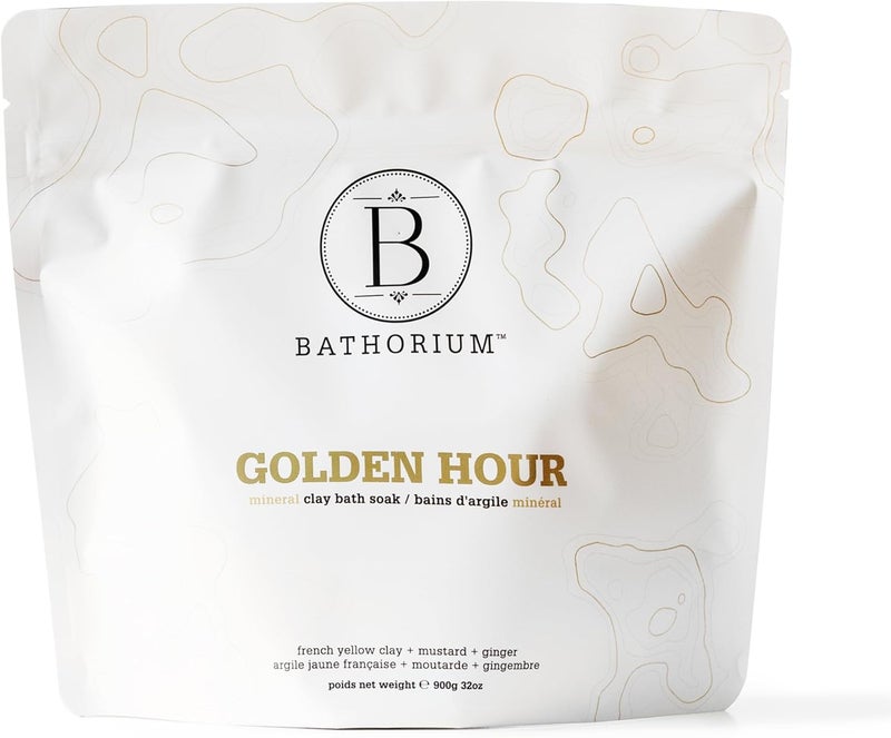 Bathorium Golden Hour Mud Mineral Soak Detox Bath Soak with French Grey Sea Salt Ginger Mandarin Sinus Relief Recovery pHBalanced for Women Approximately 3 Baths 32 oz - Image 1
