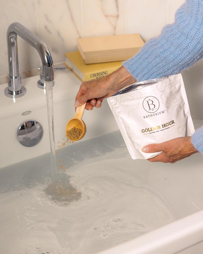 Bathorium Golden Hour Mud Mineral Soak Detox Bath Soak with French Grey Sea Salt Ginger Mandarin Sinus Relief Recovery pHBalanced for Women Approximately 3 Baths 32 oz - Image 4