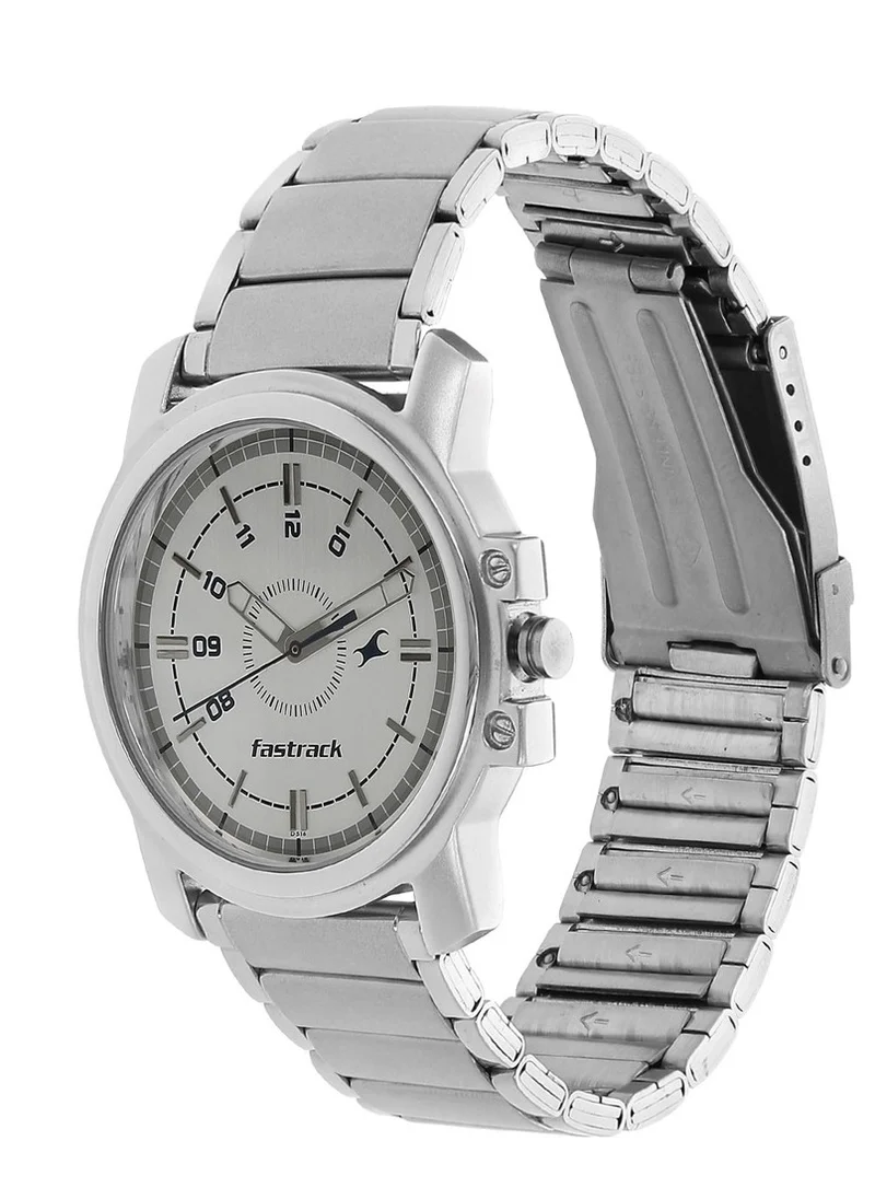 fastrack Fastrack Quartz Analog White Dial Stainless Steel Strap Watch for Guys