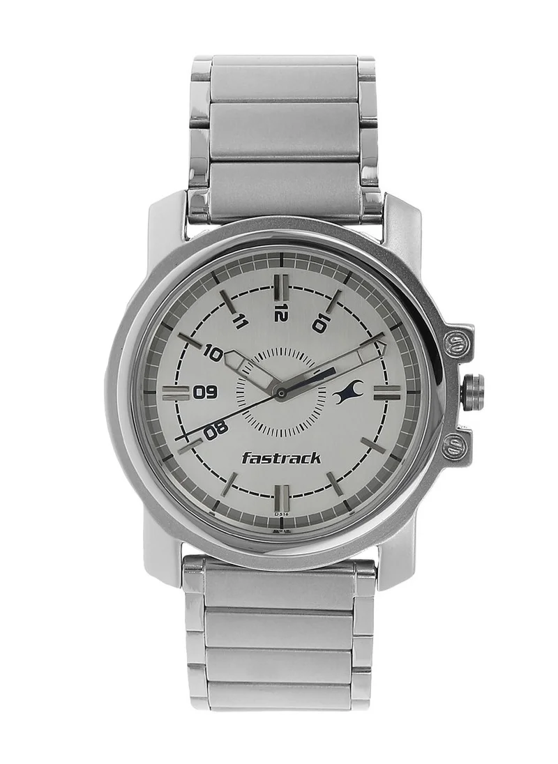 fastrack Fastrack Quartz Analog White Dial Stainless Steel Strap Watch for Guys