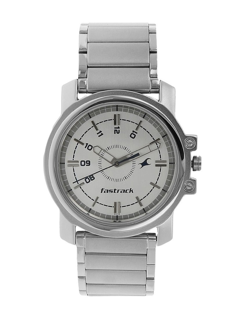 fastrack Fastrack Quartz Analog White Dial Stainless Steel Strap Watch for Guys  - Image 1