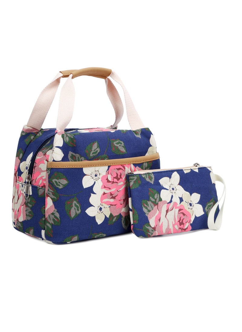 Loquat - Printed Schoolbag Fashionable Three-Piece Backpack For Girls Dark Blue - Image 1