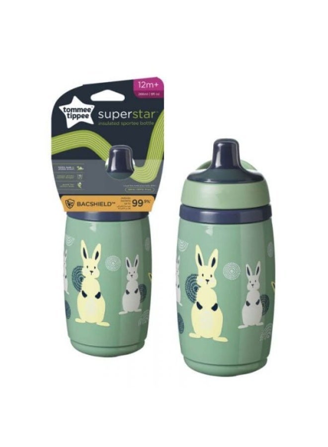 Tomme Tippee Tommee Tippee Superstar Insulated Sportee Bottle 266ml – Leak-Proof, BPA-Free, for Babies 12m+, Green - Image 1