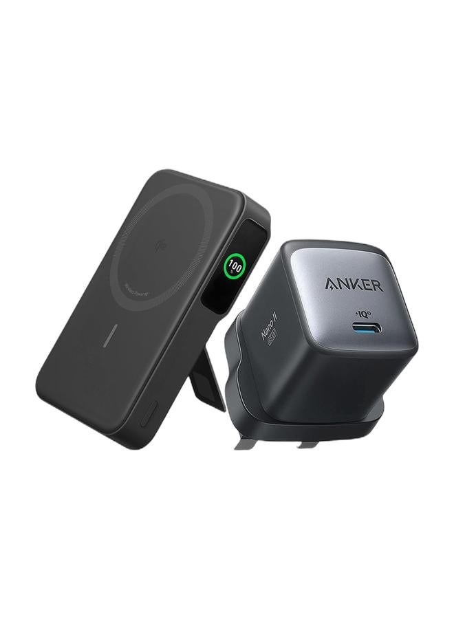 Anker MagGo Power Bank, Qi2 Certified 15W Ultra-Fast MagSafe-Compatible Portable Charger, 10,000mAh Battery Pack with Smart Display and Foldable Stand, For iPhone 17/1615/14 Only(USB-C Cable Include) & USB C Charger, Nano II 65W GaN II PPS Fast Charger Adapter, Compact Charger for MacBook Pro/Air, Galaxy S24/S23, iPhone 17/16 /15/14 Series, iPad Pro, Huawei, Xiaomi, Redmi, Vivo, Oppo and More Bundle - Image 1