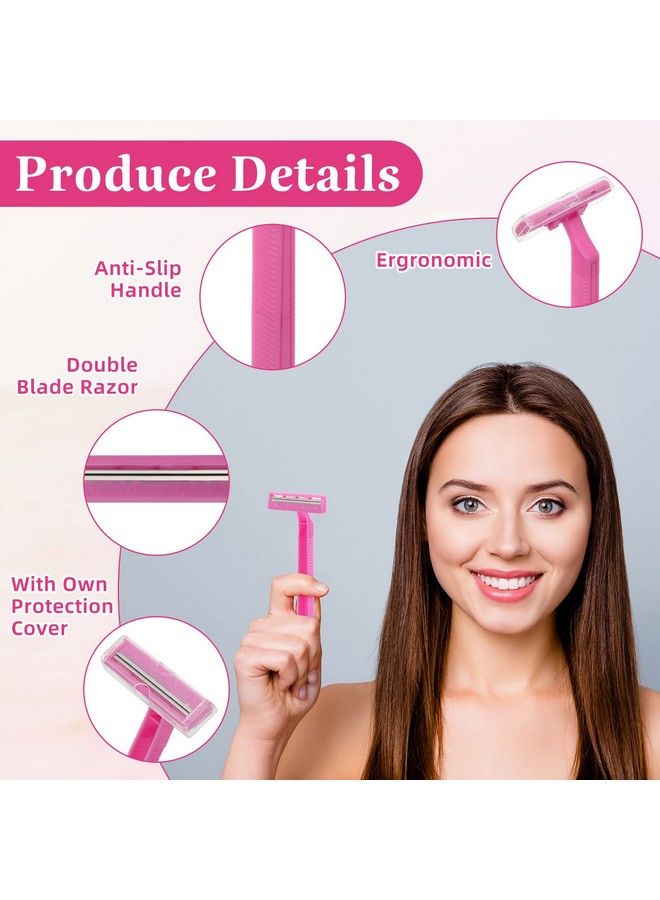Hanaive 100 Pcs Women Disposable Razors Pink Razor Blades Bulk Pink Twin Blade Disposable Stainless Steel Hospitality Quality Shavers Multipurpose Portable Shave Razor Manual For Bathing Hotel Travel - Image 4