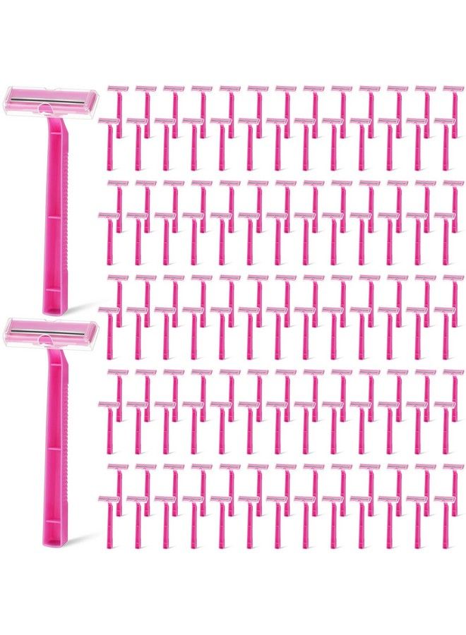 Hanaive 100 Pcs Women Disposable Razors Pink Razor Blades Bulk Pink Twin Blade Disposable Stainless Steel Hospitality Quality Shavers Multipurpose Portable Shave Razor Manual For Bathing Hotel Travel - Image 1
