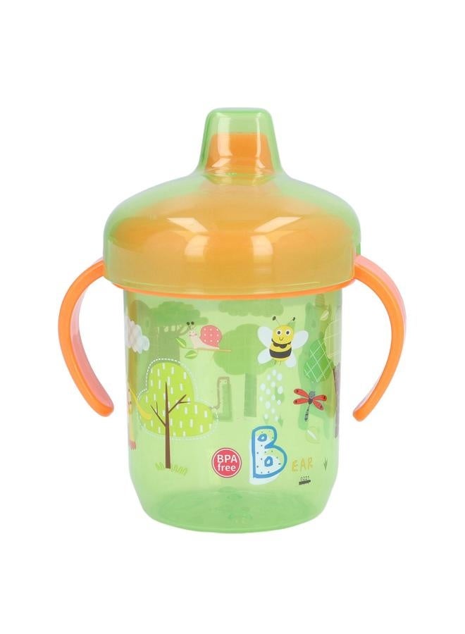 Infant Sippy Cup Portable Cartoon Animal Pattern Baby Spill Proof Trainer Cup Birthday Gift 260ml Green - Image 1