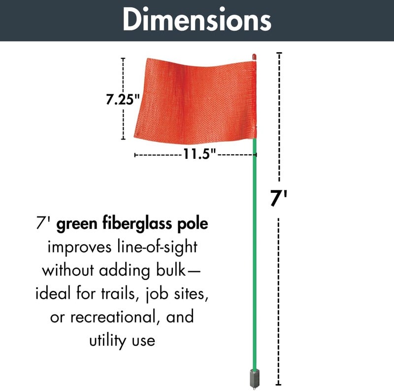 Checkers 7' Green ATV/UTV Flag Pole Whip with High Visibility Square Orange Offroad Flag - Light Duty Safety Flags for Four Wheelers, Off Road, Dunes - Made in the USA - FSRR7G-HB - Image 4