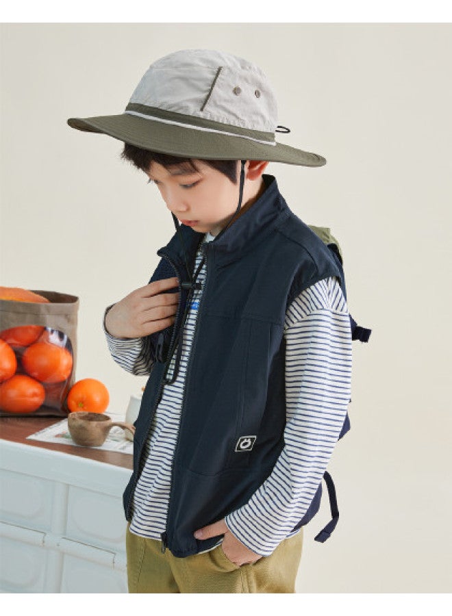 Style Stand Collar Vest For Kids, Children's Spring And Autumn Sleeveless Cardigan, Boys' Vest For Toddlers And Older Children, Outdoor Functional Sleeveless Jacket - Image 1