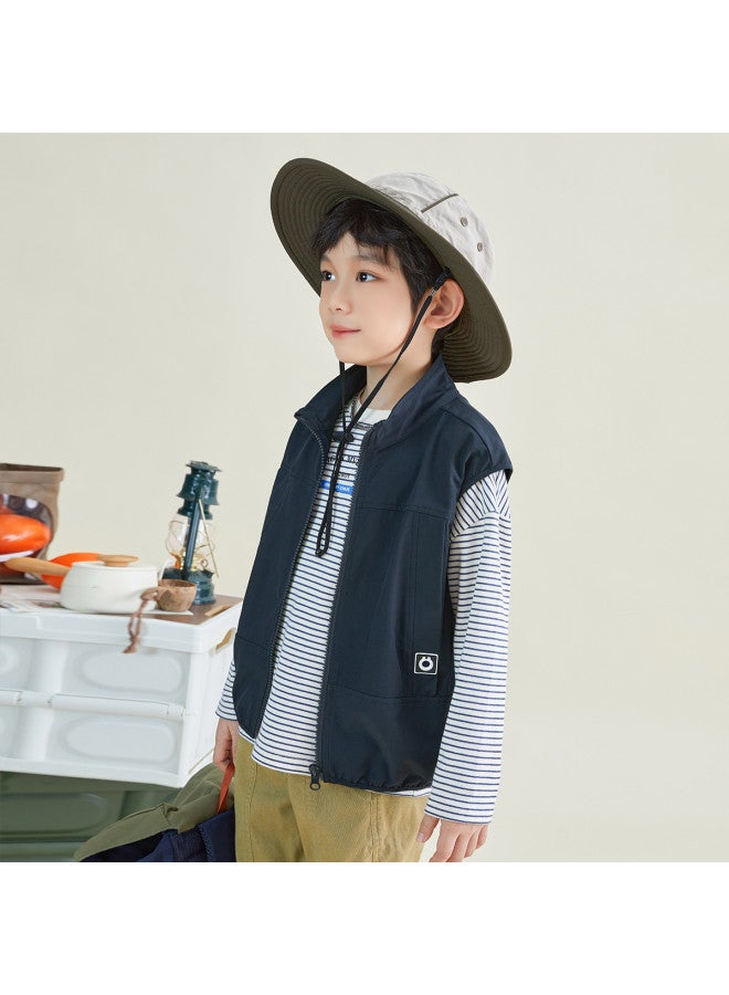 Style Stand Collar Vest For Kids, Children's Spring And Autumn Sleeveless Cardigan, Boys' Vest For Toddlers And Older Children, Outdoor Functional Sleeveless Jacket - Image 4