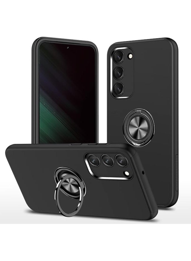 general Case for Samsung Galaxy S24 Plus Silicone Case with 360 Degrees Metallic Ring Support Hard PC Silicone TPU Bumper Shockproof Double Layer Anti-scratch Case - Image 1