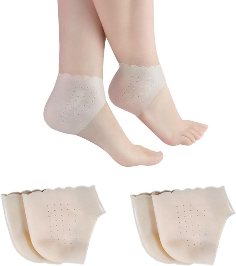 Gel Heel Protectors: White Silicone Heel Insoles - Cushioned Heel Pads for Heel Pain Relief, Plantar Fasciitis Relief, Daily Foot Care - Image 1