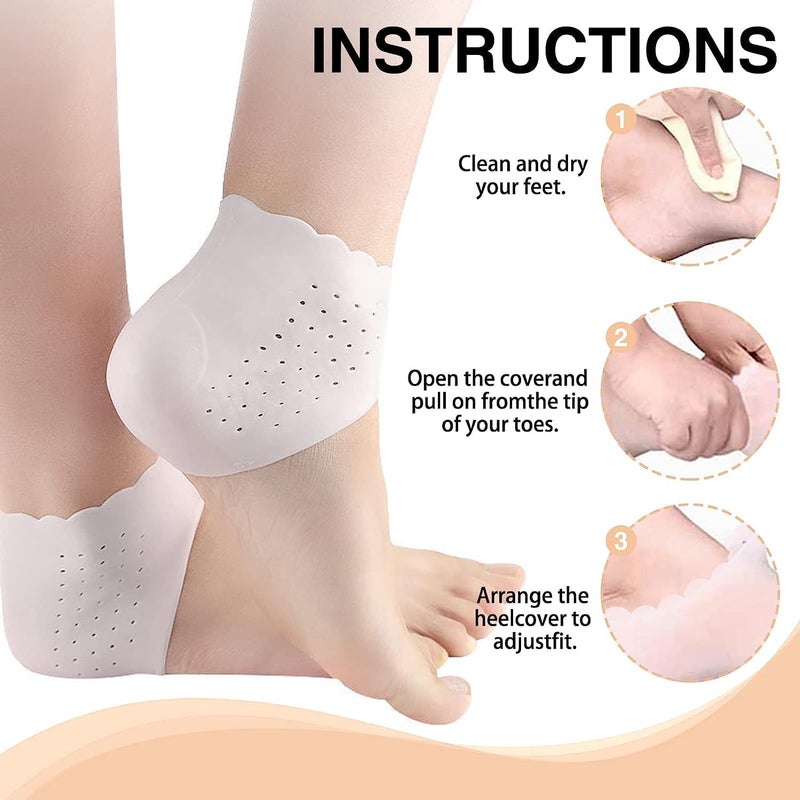 Gel Heel Protectors: White Silicone Heel Insoles - Cushioned Heel Pads for Heel Pain Relief, Plantar Fasciitis Relief, Daily Foot Care - Image 3