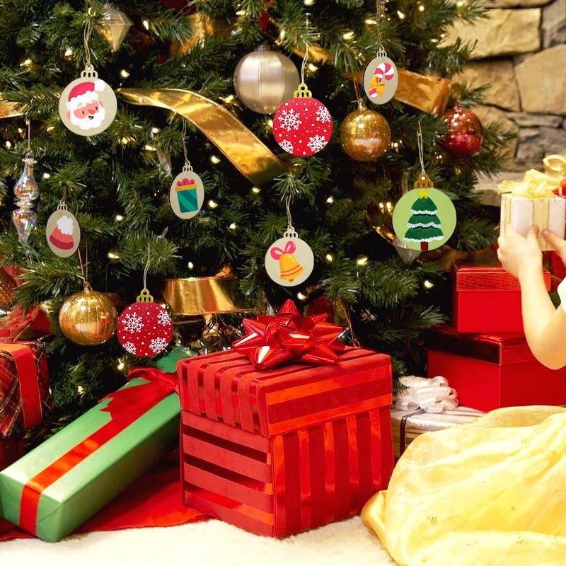 Hidreas 40 Pcs Unfinished Wood Ornaments DIY Round Wooden Ornaments Christmas Crafts Kit, Round Wood Christmas Ornaments for Crafts and Christmas Holiday Hanging Decorations - Image 4