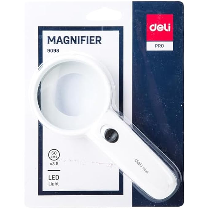 Deli 9098 MAGNIFYING GLASS WITH LED LIGHT, 60 MM WHITE, 2724649951124, MAGNIFIER - Image 5