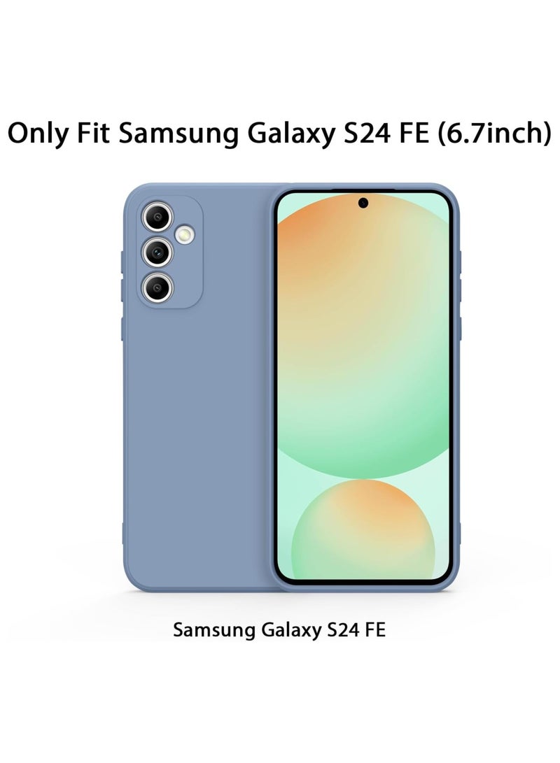 جراب هاتف لهاتف Samsung Galaxy S24 FE 5G جراب سيليكون مع بطانة ناعمة من الألياف الدقيقة غطاء نحيف باللون الرمادي اللافندر