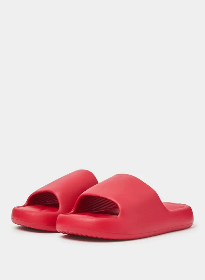 Styli Red Quilted Comfort Pool Slides
