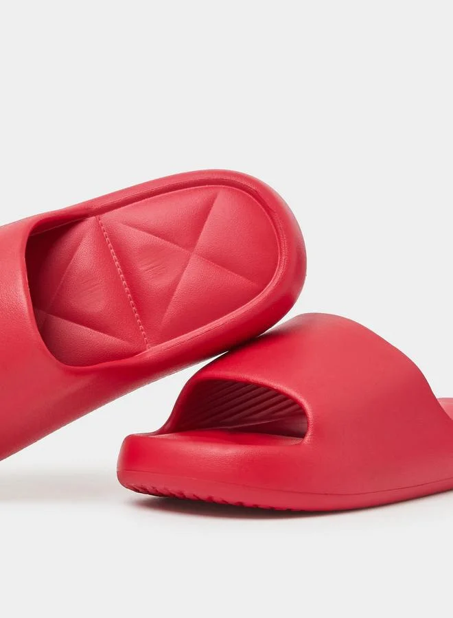 Styli Red Quilted Comfort Pool Slides