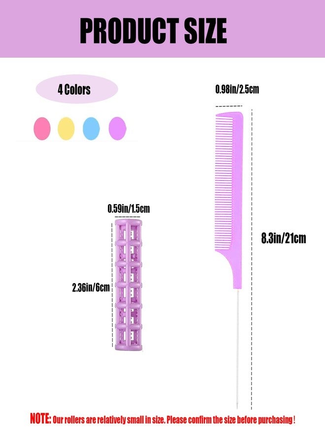 ZMD 28PCS Self Grip Small Hair Rollers Set, 0.6In/1.5cm Plastic Snap on Rollers Heatless Curlers with Comb Hairdressing Tools for Women/Men Short Thin Fine Hair (Purple) - Image 2