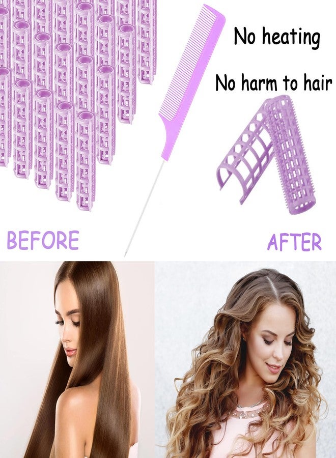 ZMD 28PCS Self Grip Small Hair Rollers Set, 0.6In/1.5cm Plastic Snap on Rollers Heatless Curlers with Comb Hairdressing Tools for Women/Men Short Thin Fine Hair (Purple) - Image 5