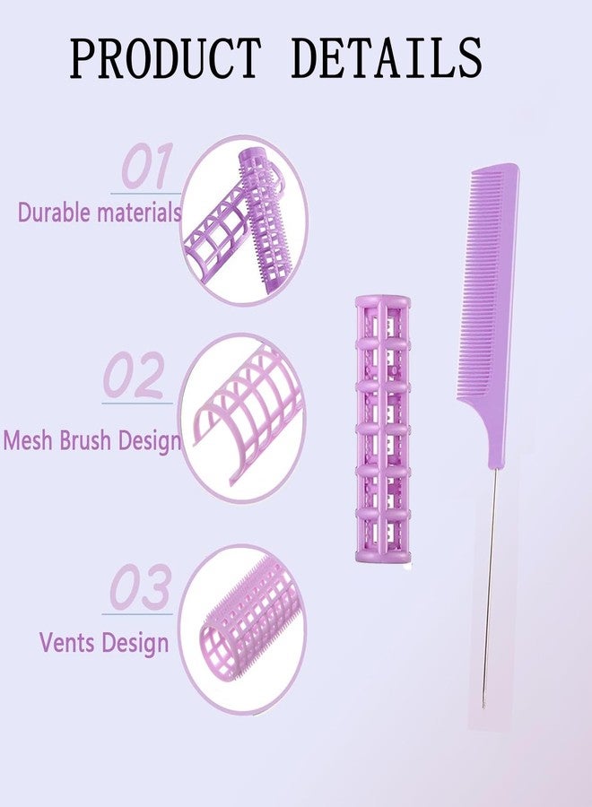 ZMD 28PCS Self Grip Small Hair Rollers Set, 0.6In/1.5cm Plastic Snap on Rollers Heatless Curlers with Comb Hairdressing Tools for Women/Men Short Thin Fine Hair (Purple) - Image 3