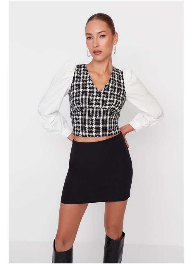 Black Crop Fitted Tweed Woven Blouse TWOAW23BZ00521 - pzsku/Z765AC082B93FFA3F26A8Z/45/_/1737375589/e0aa01a8-1905-4a7c-867f-e1fff2c90938