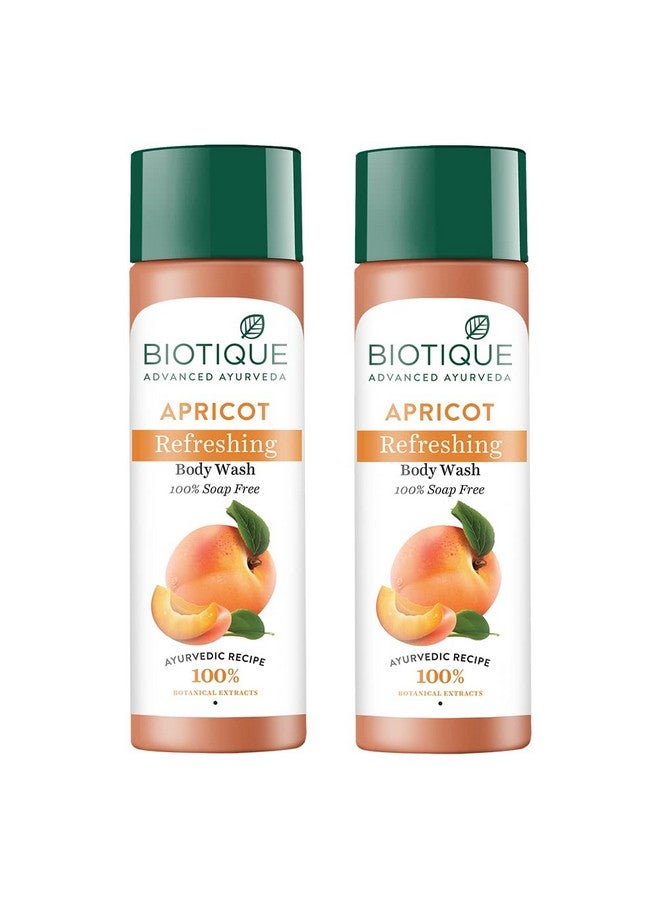 غسول الجسم المنعش Biotique Bio Apricot | يحافظ على البشرة منتعشة ونظيفة | يفتح البشرة ويقلل من البقع الداكنة | مستخلصات نباتية 100% | مناسب لجميع أنواع البشرة | (عبوة من قطعتين)