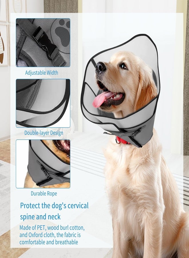 VINGVO Adjustable Dog Cone Collar for Surgery Recovery, Soft Wound Collar After Surgery for Large Medium Dogs Prevent Licking, Adjutsable Elizabethan Dog Neck Collar, Comfortable Pet Recovery Collar - Image 4
