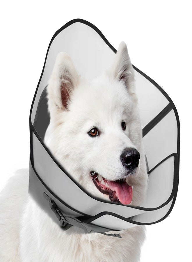 VINGVO Adjustable Dog Cone Collar for Surgery Recovery, Soft Wound Collar After Surgery for Large Medium Dogs Prevent Licking, Adjutsable Elizabethan Dog Neck Collar, Comfortable Pet Recovery Collar - Image 1