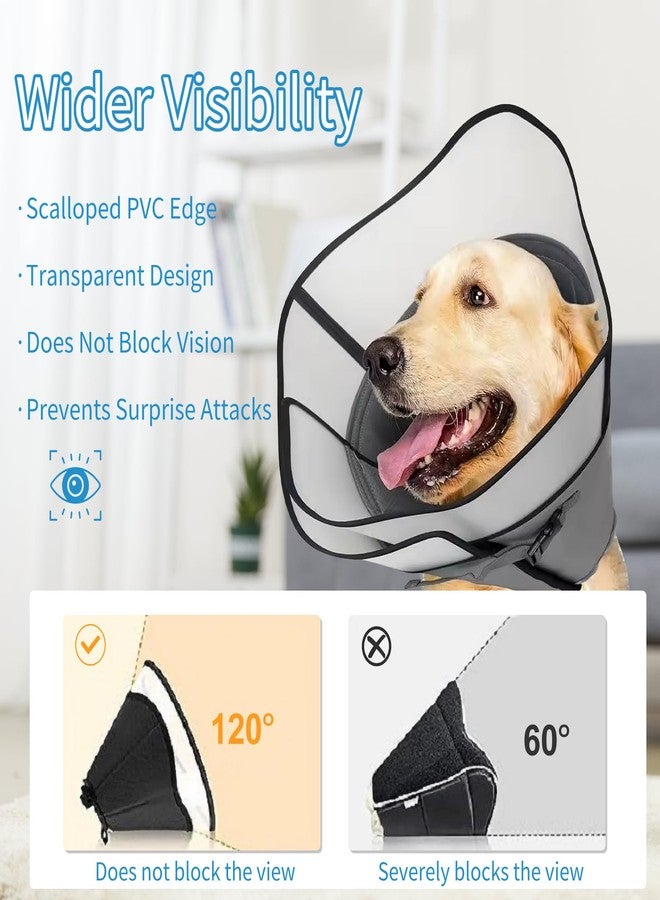 VINGVO Adjustable Dog Cone Collar for Surgery Recovery, Soft Wound Collar After Surgery for Large Medium Dogs Prevent Licking, Adjutsable Elizabethan Dog Neck Collar, Comfortable Pet Recovery Collar - Image 3