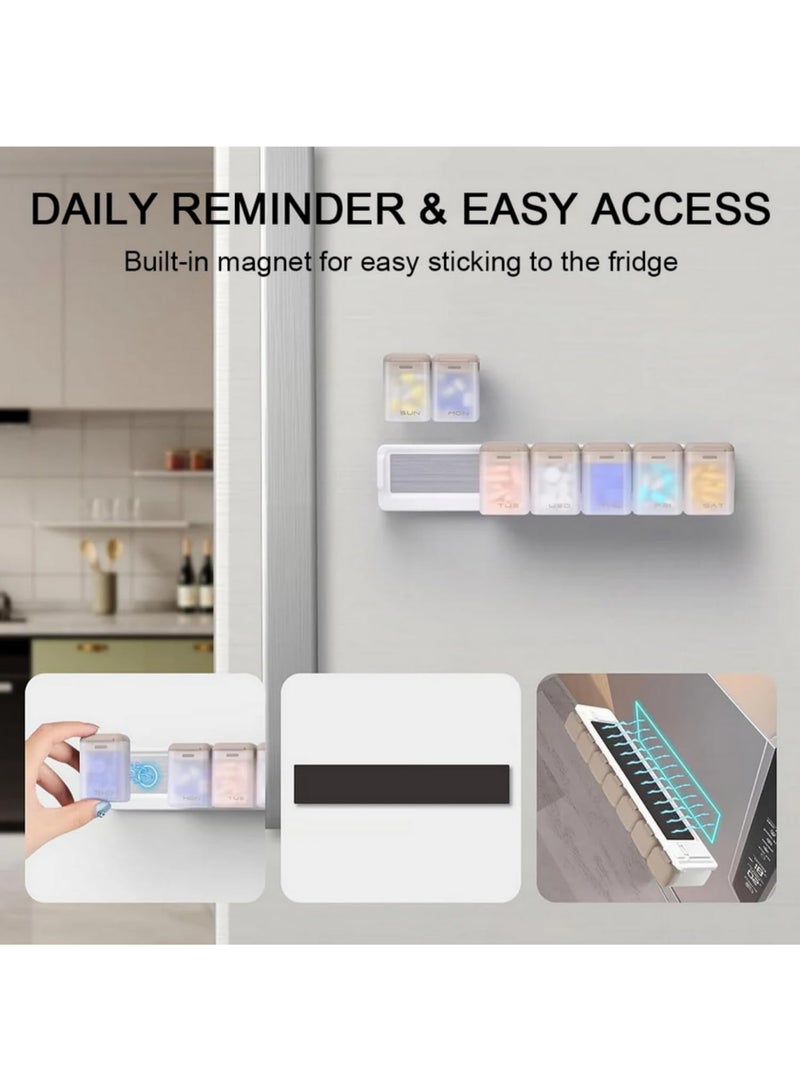 1PCS Weekly Pill Organizer 7 Day 1 Time a Day Magnetic Portable Medicine Box Detachable Travel Pill Case Dustproof Daily Medication Dispenser for Home and Outdoor - Image 5