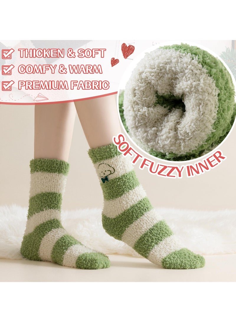 SOLARAE 5 Pairs Womens Fuzzy Socks Cozy Fluffy Winter Warm Slipper Socks Microfiber Soft Thermal Plush Casual Home Sleeping Socks Stocking Stuffers Gifts for Women - Image 3